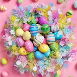 Moscare 12 Pcs Easter Hanging Eggs, Painted Imitation Egg Hanging Decoration Hanging Ornaments for Easter Decoration, Random Styles (12Pcs)