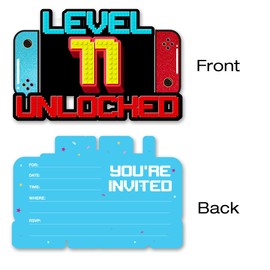 pertnate Video Game 11th Birthday Invitations Video Game 11 Year Old Boys Birthday Party Shaped Invitations with Envelopes, Set of 20