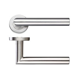 Zoo Mitred Lever Door Handle On Rose Stainless Steel