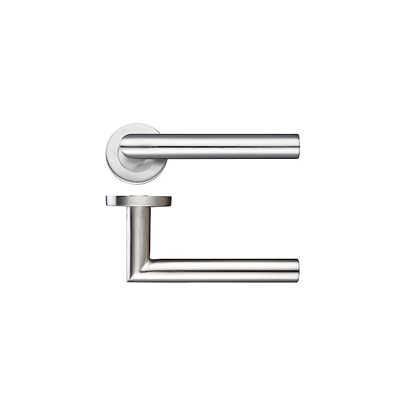 Zoo Mitred Lever Door Handle On Rose Stainless Steel