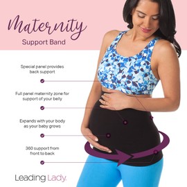 Leading Lady Pregnancy Support Band - Maternity Bands for Belly Support - Belly Support Bands for Pregnant Women Plus Size (Jet Black, 2X)
