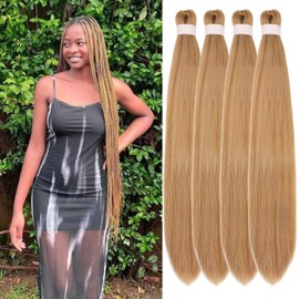 Honey Blonde Braiding Hair Pre Stretched Hypoallergenic Prestretched Synthetic Braiding Hair for Braids Yaki Texture Hot Water Setting
