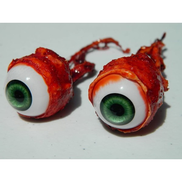 Pair of Realistic Life Size Bloody Ripped Out Eyeballs - Halloween Props - FB03