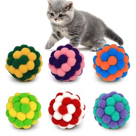 WaoDoing Cat Ball Toys, 2 Inches Soft Fuzzy Balls, 6-Pack Cat Toy Balls