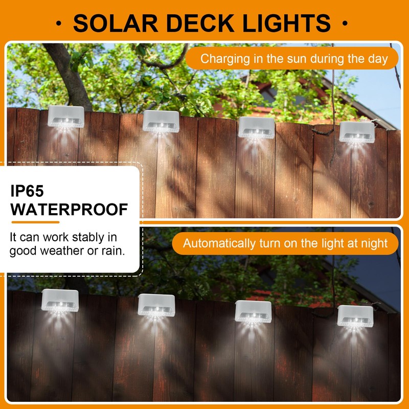 32 Pcs Solar Deck Lights Outdoor, Solar Step Lights Waterproof