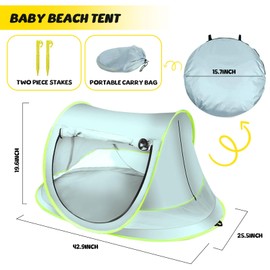 Baby Beach Shelter, Pop Up Beach Shelter with UV Protection, UPF 50+, Beach Tent, Baby Beach Tent, Pop Up, Portable Extra Light Beach Tent for Beach, Travel, Hiking, Camping, Fishing (Blue)