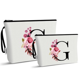 A-Z Makeup Bag Set for Women - Cosmetic Bag Organiser for Travel & Everyday Life, Stylish Makeup Bag, Ladies, Makeup Bag for Care Products & Beauty Accessories, White, G