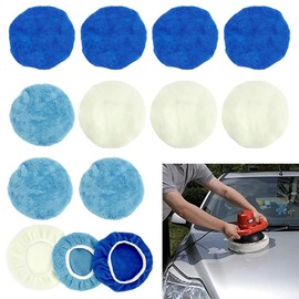 Aililong 10-Piece Polishing Bonnet Set 180-200 mm for Car, Motorcycle - Reusable Polishing Bonds with Wool, Microfibre and Coral Fleece for Easy Polishing and Cleaning