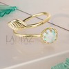 14k Gold Filled Adjustable Created White Opal Wrap Leaf Ring