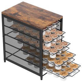 NANANARDOSO Coffee Pod Holder For Counter, 5 Tier Coffee Pod Drawer for K Cup Storage Drawer Holder, 90 Capacity Pods Storage Organizer Cups Capsule with Sliding Baskets for Coffee Station