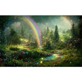 Fantasy Forest Aquarium Background Rainbow Colorful Flowers Terrarium Background Jungle Plants Foggy Misty Rainforest Fish Tank Background Mysterious Forest Reptile Habitat Background Vinyl 30x18in