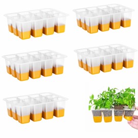 alblinsy - 5 bandejas de iniciación de semillas, iniciador de siembra de silicona con células emergentes (60 células en total), bandejas de cultivo de plantas para arrancador de semillas, cultivo de