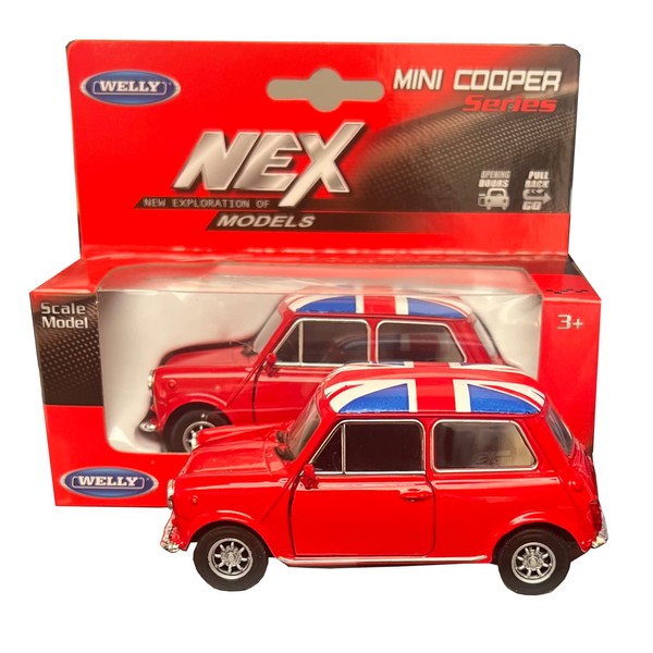 Welly Mini Cooper Model (Red) with Union Jack Top Made
