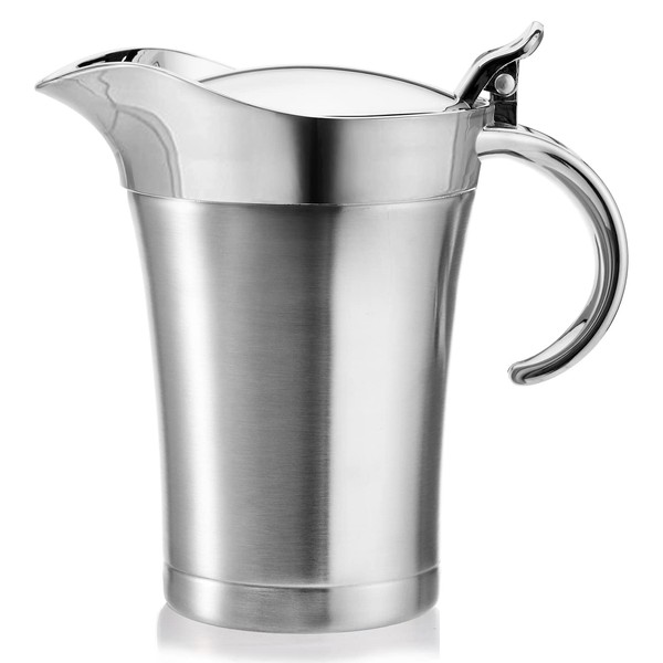 Peohud Stainless Steel Gravy Boat, Double Insulated Sauce Jug with