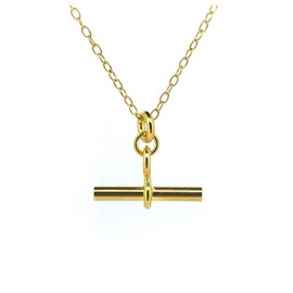 T Bar Necklace 18ct Gold Vermeil 2cm Albert Pendant Chain (18)