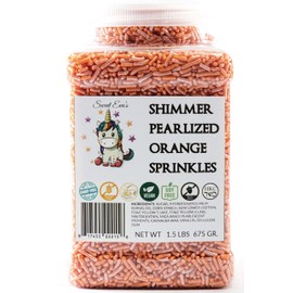 SHIMMER PEARLIZED ORANGE SPRINKLES-Jimmies,Cupcakes,Cookies,Cakes,Decorating,Baking,Topper,Bulk Candy,Dairy Free, Nut Free, Gluten Free, Soy Free, Vegan,Kosher, Egg Free
