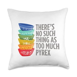 Funny Pyrex Collector, Vintage Kitchen Mixing Bowls Throw Pillow