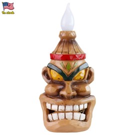 Solar-Powered Tiki Head Garden Light with Smiling Face, Outdoor Waterproof Polynesian Decor with Warm LED Glow for Patio or YardColor: As picture, Size: One Size