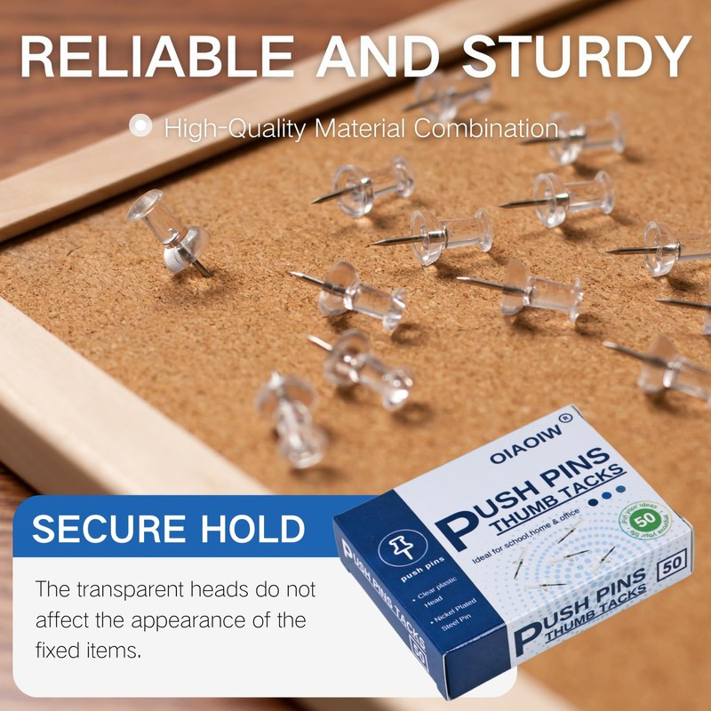 300pcs Clear Push pins for Bulletin Board Thumb Tacks for