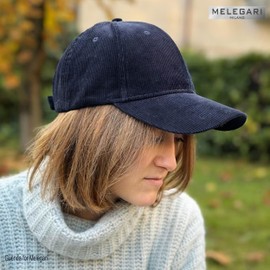 Melegari Peter Fine Ribbed Velvet Baseball Cap | Pure Cotton | One Size Adjustable | Autumn Winter | Men/Women, dark grey, 55/60 cm