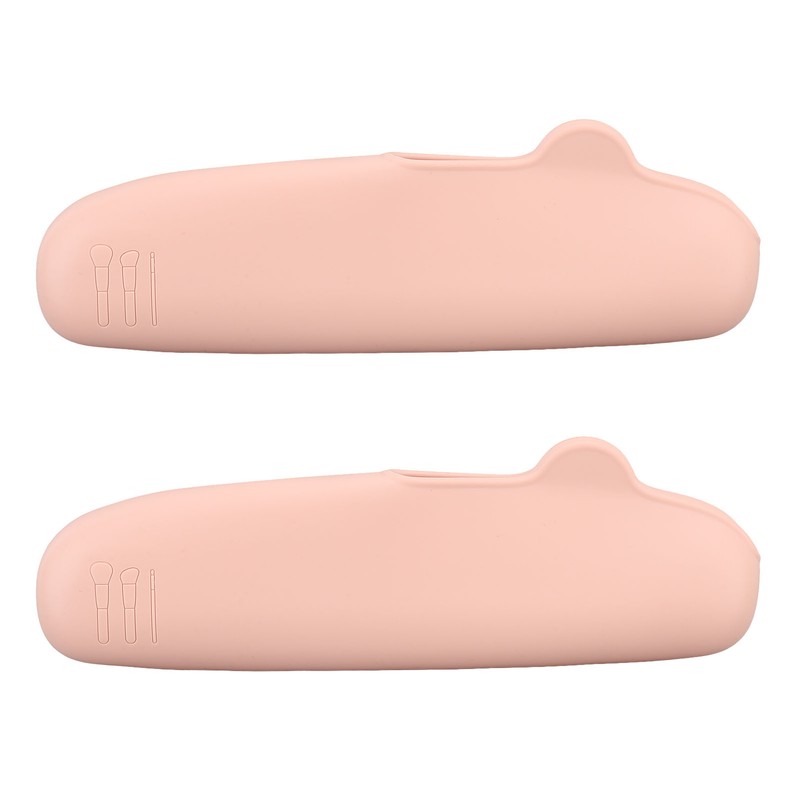 2PCS Silicone Makeup Brush Holder Waterproof Soft Portable Cosmetic Storage