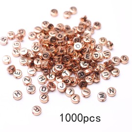 HERZWILD Letter Beads, Gold Letter Beads, Craft Beads, Letters A–Z Beads for Jewellery Crafts (Black/Rose Gold)