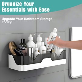 Havenry 2-Piece Shower Caddy - Plastic Bathroom Organiser/Shower Shelf - Rust Proof Suction Storage Solution - Easy Installation - Ideal for Shampoo, Soap, Shower Accessories - Durable & Space-Saving