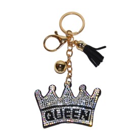 Popfizzy Queen Keychain, Bling Crown Backpack Charm, Rhinestone Bag Charms, Crystal Keyring Key Fob