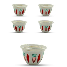 Generic Premium Porcelain Arabic Turkish Greek Coffee Cup Set 1.5 oz - (blue/red/green) (4, red)