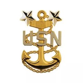 U.S. Navy Master Chief Petty Office MCPO E-9 Genuine Lapel Hat Pin   1-1/8"