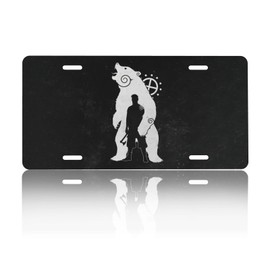 CTVSLFU Front License Plate Cover – Aluminum Metal Car Accessory, Rust-Proof Novelty Vanity Tag Decor for Men & Women, 6x12 with 4 Holes - Hunting Bear 015