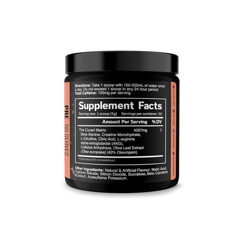 JNX Sports The Curse Peach Rings Pre-Workout Powder, 50 Servings