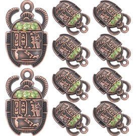 NUOBESTY 20pcs Vintage Beetle Charm Pendants Jewelry Making Accessories DIY Egyptian Scarab Pendant Necklace, Faux Leather, No Gemstone