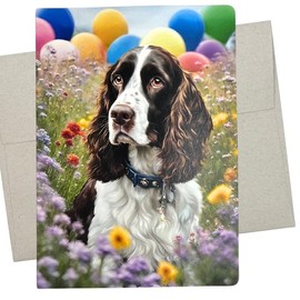 English Springer Spaniel Birthday Card (1 Premium Card, 5X7 Inch) dog card blank for every occasion like retirement and promotion - 1010