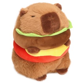 RichRabbit Hamburger Capybara Plush Capibara Stuffed Animal Plushies Toys Hugging Gifts for Kids Brown Plush Wear Soft 9 inch