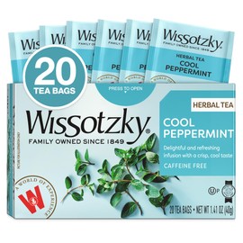 Wissotzky Cool Peppermint Herbal Tea, 20 Tea Bags | Refreshing Mint Tea | Caffiene Free | Herbal Tea Bags