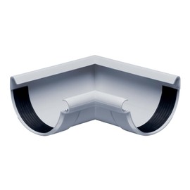 INEFA Gutter Angle 90 Degree Semicircular Inner Angle PVC NW100 / 100 mm Grey Bead Inside, Connector Gutter Accessories, Easy Assembly