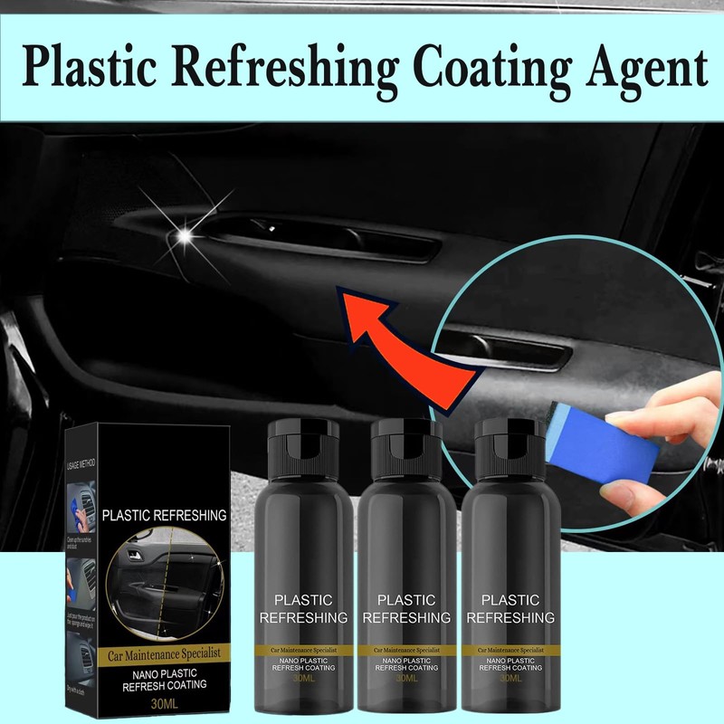 3Packs Plastic Refreshing, Car Plastic Plating Refurbishing Agent, Plastic Revitalizing