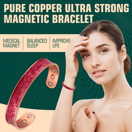 FASCIO Copper Bracelet and Ring for Women, Magnetic Bracelets and Lymph Detox Ring with 3500 Gauss Magnets, Jewelry Gift (Cuff * 1)