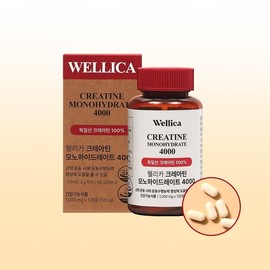 Wellika 웰리카 크레아틴 모노하이드레이트 헬스 부스터 운동전 보충제 1000mg X 120정 1개 Wellica Creatine Monohydrate Health Booster Pre-Workout Supplement 1000mg X 120 Tablets 1 Unit