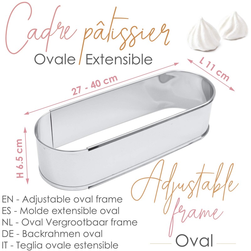 ScrapCooking - Extendable Oval-Stainless Steel Pastry Frame