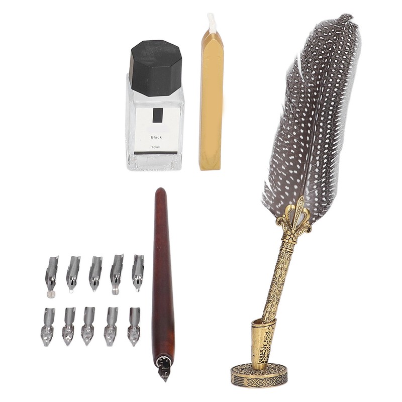 Feather Pen Exquisite Pattern Quaint Texture Comfortable Grip Stainless Steel
