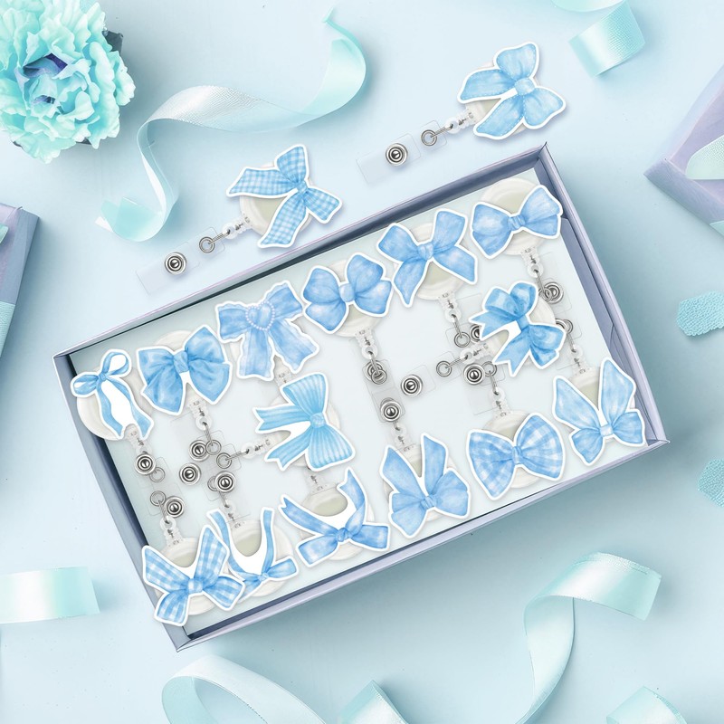 BkeeCten 16Pcs Blue Bow Waterproof ID Cruise Ship Cards Badge