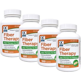 Quality Choice Fiber Therapy for Regularity Methylcellulose 500 mg 100 Caplets Pack of 4