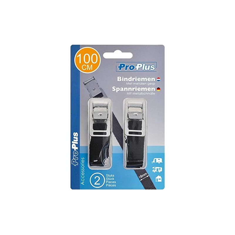 ProPlus Tie down straps with metal buckle 18mm-100cm set of