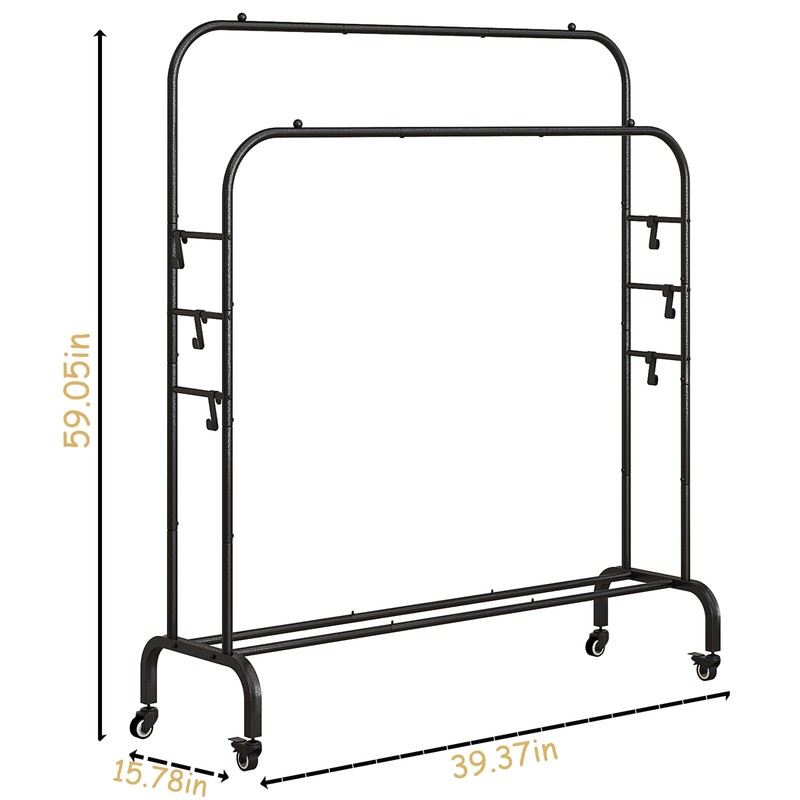 SUOERNUO Garment Rack with Wheels Clothing Rack for Hanging Clothes
