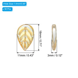 PATIKIL 18 x 11 mm Leaf Glass Beads, Pack of 50 Leaf Shape Glass Spacer Beads Pendants for DIY Craft Bracelet Necklaces Earrings Jewellery Making, Yellow