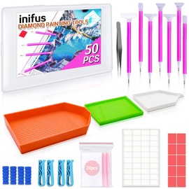 inifus 50pcs 5D DIY Diamond Painting Accessories and Tools,Dimand Art Paintings Kit,Diamond Painting Starter Kit for Adults or Kids