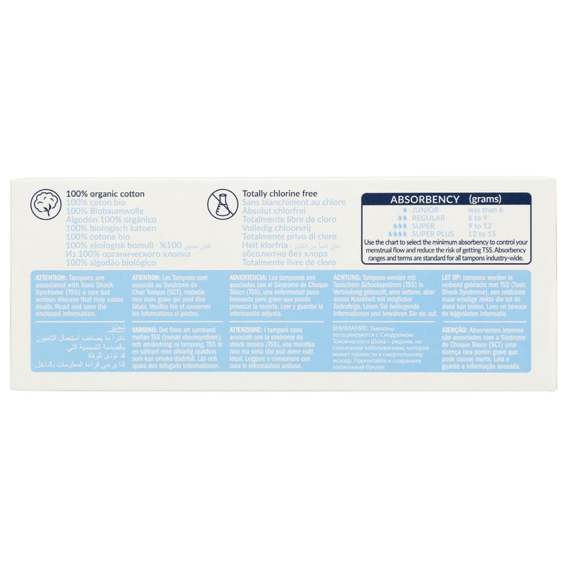 Natracare 2000 Organic All Cotton Non-Applicator Tampons 20 Count