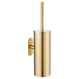 AIREMOEN 1PCS Brushed Gold Stud Free Toilet Brush and Holder Set, 304 Stainless Steel Handle Toilet Brush Holder, Toilet Brush and Plunger Set, Bathroom Wall-Mounted Compact Toilet Brush Holder
